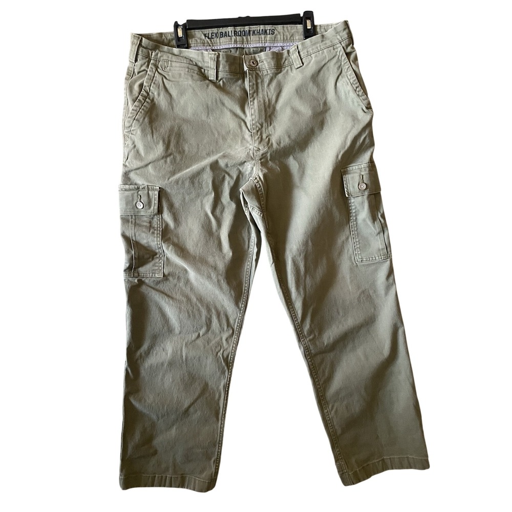 Duluth Trading Co Flex Ballroom Khakis Cargo Pants Mens 38x30 Olive Green